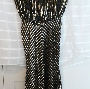 Evening gown black and gold full sequince